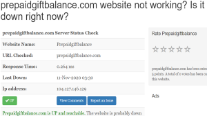 prepaidgiftbalance.com not working